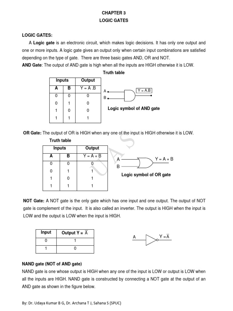 3 Logic Gates PDF Logic Gate Digital Electronics