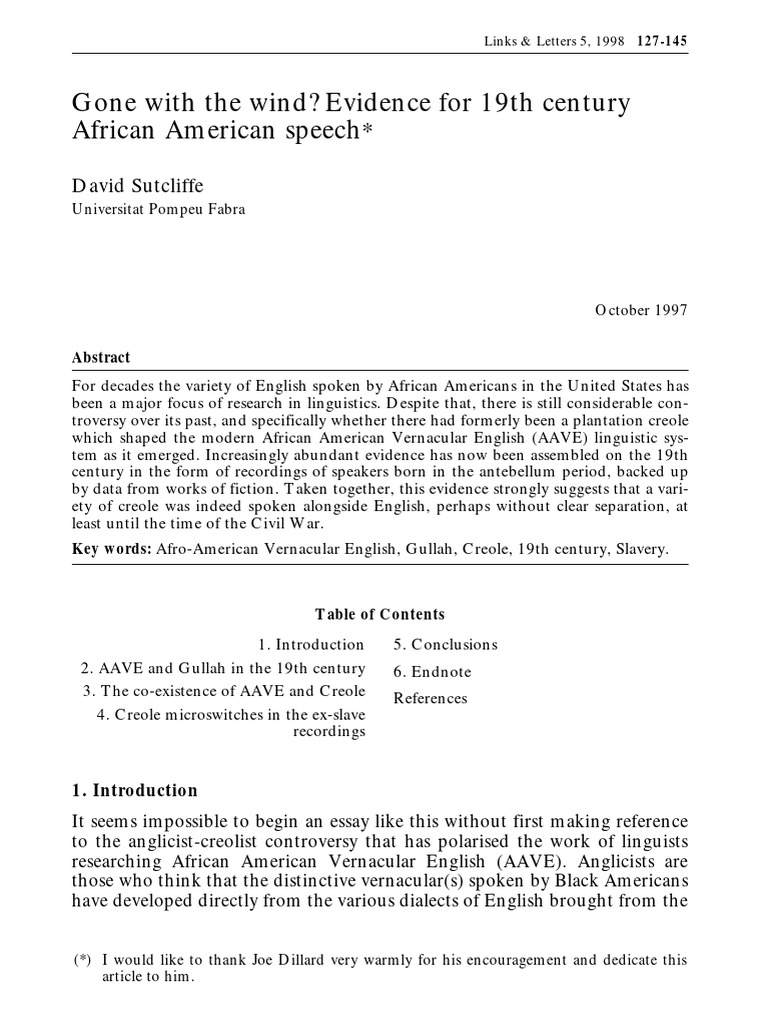 Sutcliffe - Gone With The Wind? Evidence For 19th Century African ...