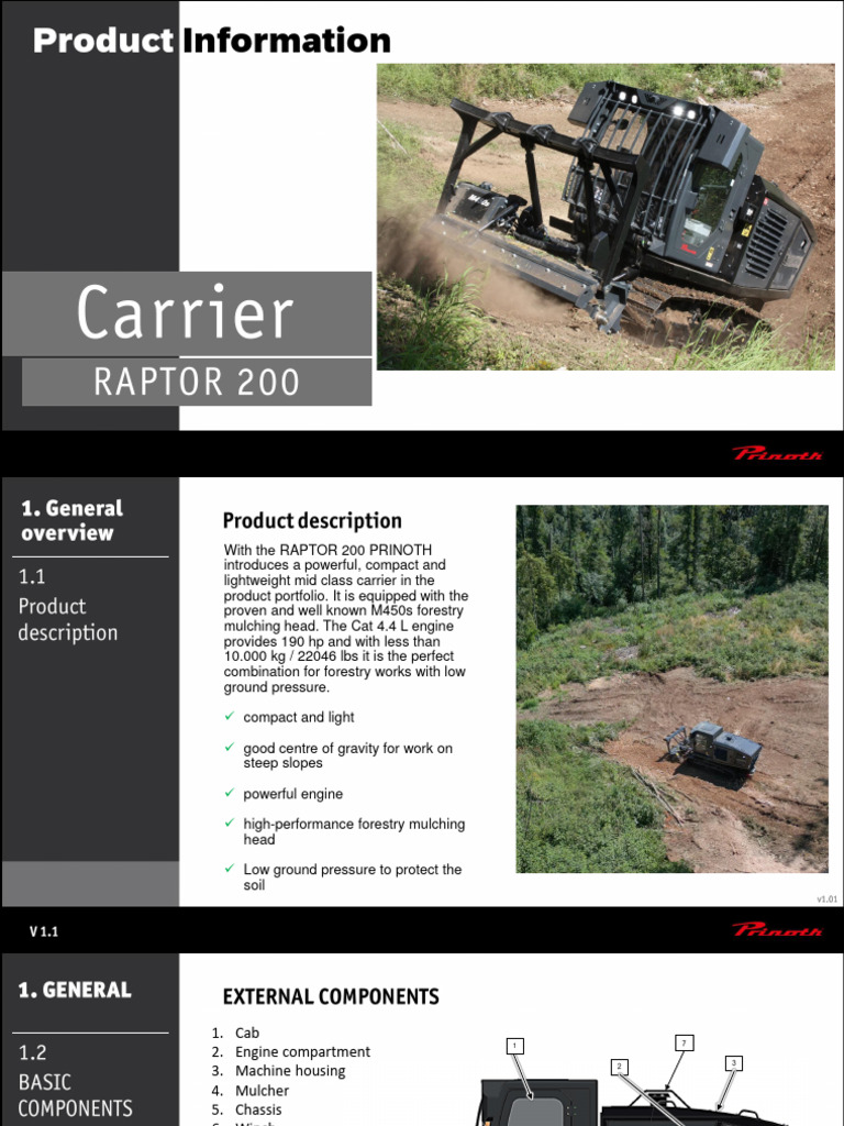 Prinoth Raptor 200 Specifications Overview | PDF | Diesel Engine | Engines
