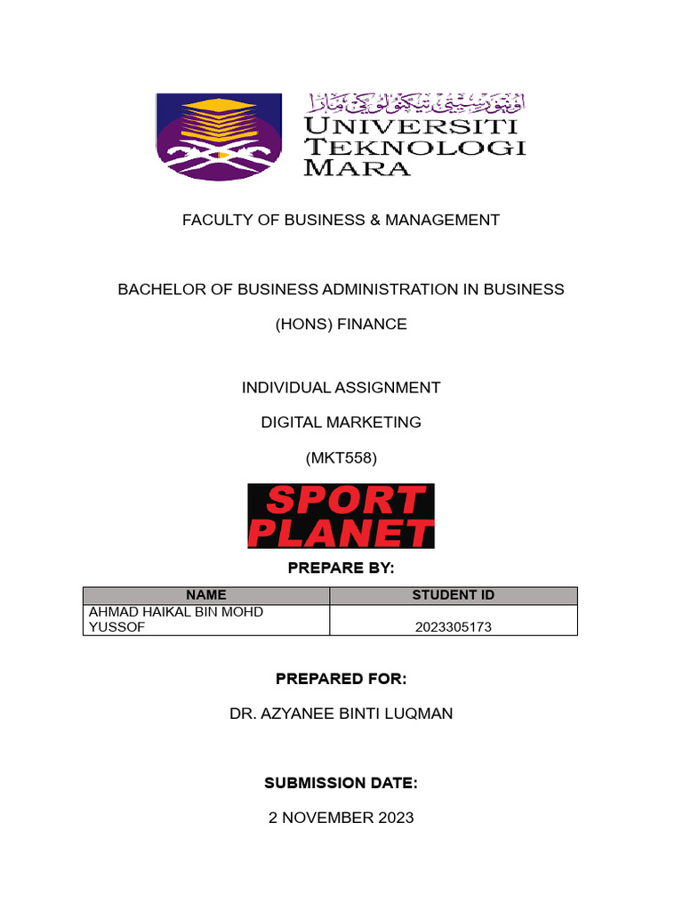 Individual Assignment MKT 558 Ahmad Haikal | PDF | Marketing | Privacy