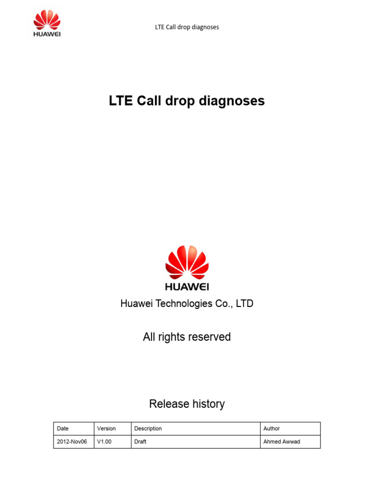 Call Drop Diagnoses in LTE Network PDF Lte