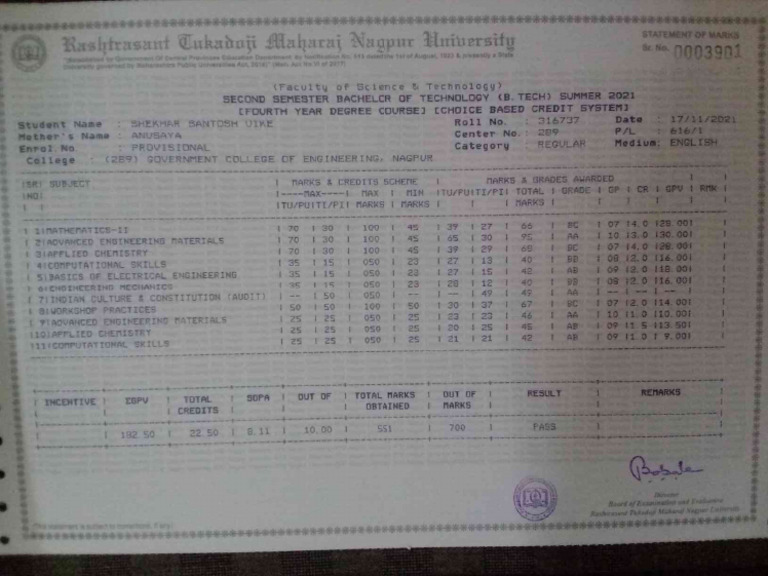 2nd sem marksheet pdf