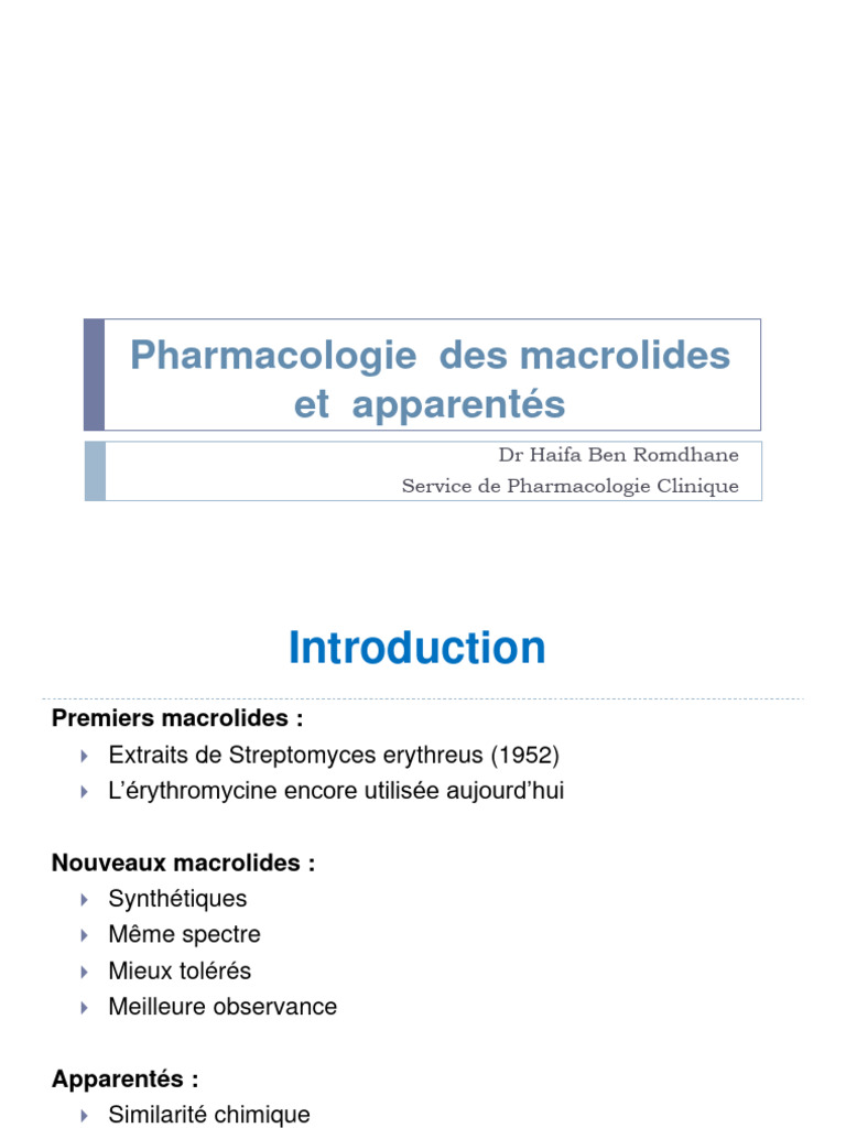 Macrolides Et Apparentés | PDF | Pharmacocinétique | Médicaments