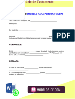 Modelo de Testamento de Persona Viuda