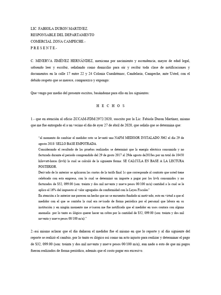 Oficio comisi n federal de electricidad pdf
