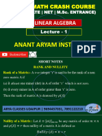Linear Algebra Lec - 1 Iit - Jam Math Crash Course 2023