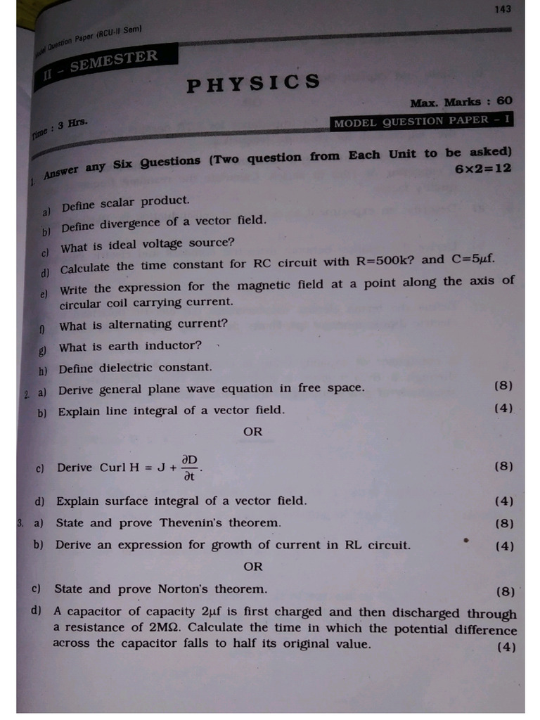 Physics Model Question Paper Pdf