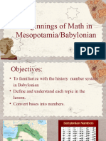 Beginnings of Math in Babylonian