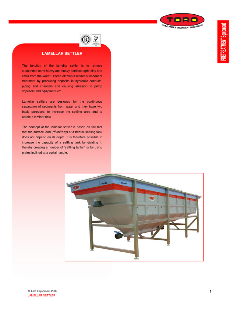Lamellar Settler: © Toro Equipment 2009 | PDF | Earth Sciences | Civil ...