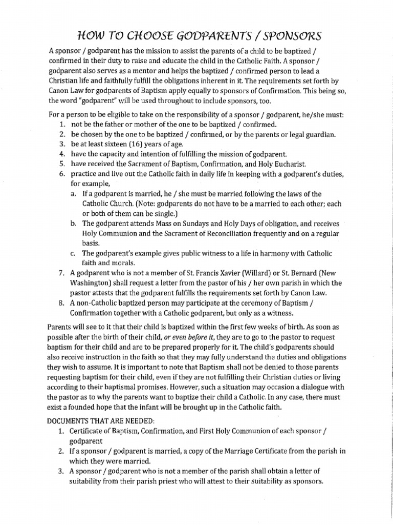 How To Choose GodparentsSponsors PDF