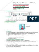 La Chaleur Et Les Changements D Etat Physique de La Matiere Resume de Cours 2