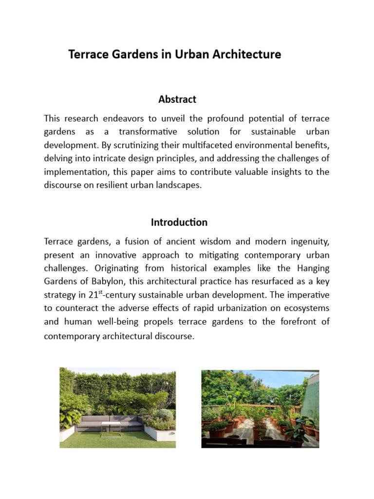 Urban Terrace Gardens for Sustainability | PDF | Sustainability | Ecology