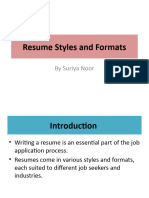 Resume Styles and Formats: by Suriya Noor