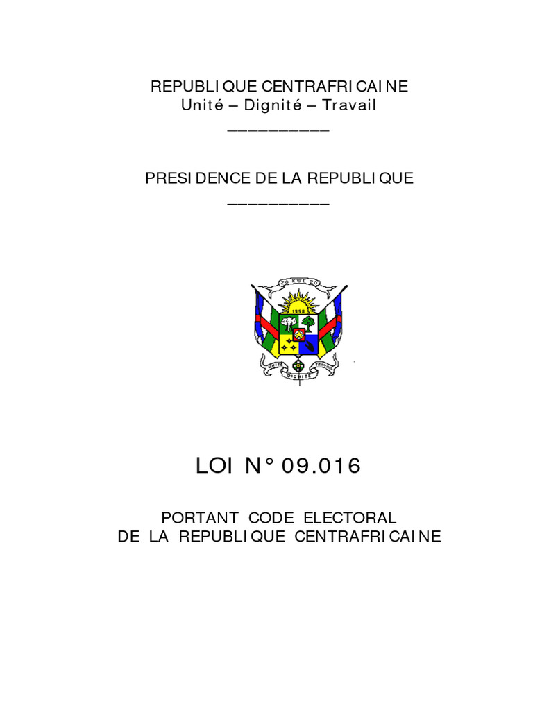 Code électoral de la RCA 2024 | PDF | Vote | Élections