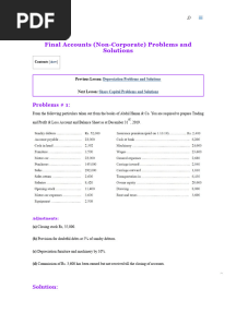 Final Accounts Problems and Solutions - Final Accounts Questions