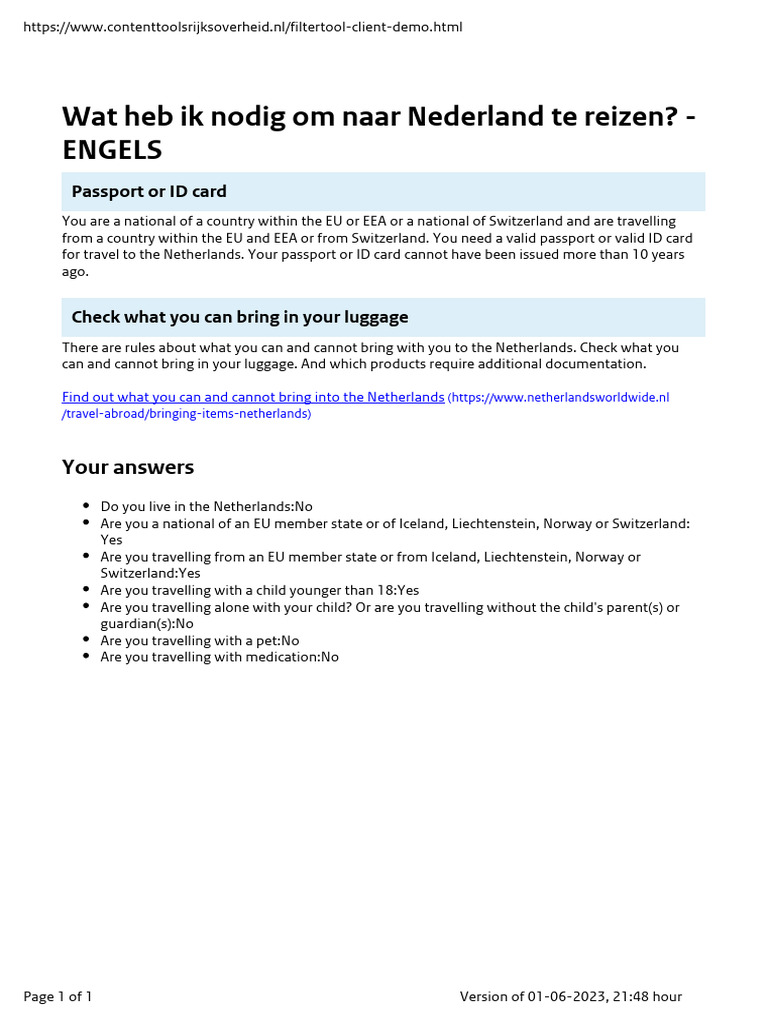 Wat Heb Ik Nodig Om Naar Nederland Te Reizen Engels Pdf