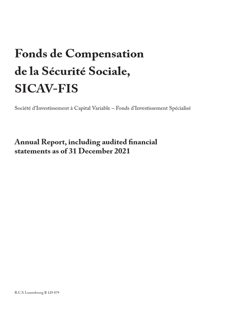 Sicav Annual Report Final Audited and Signed 2021 PDF Going Concern