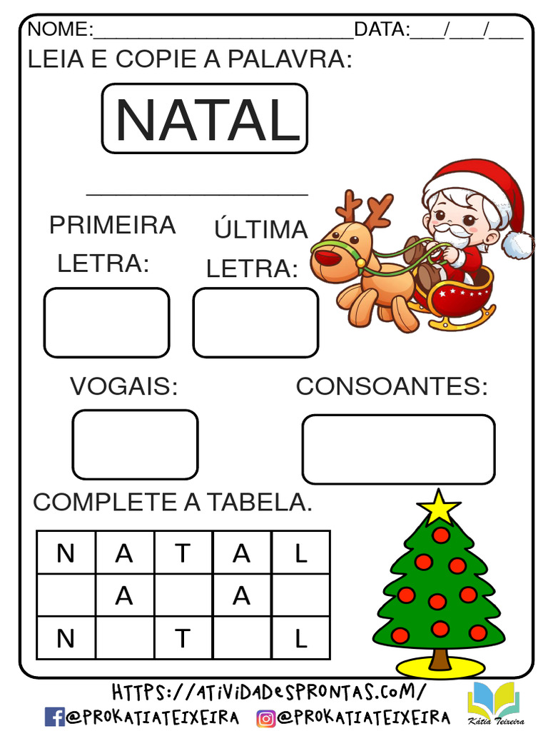 ATIVIDADES DE ALFABETIZAÇÃO NATAL ED INFANTIL | PDF