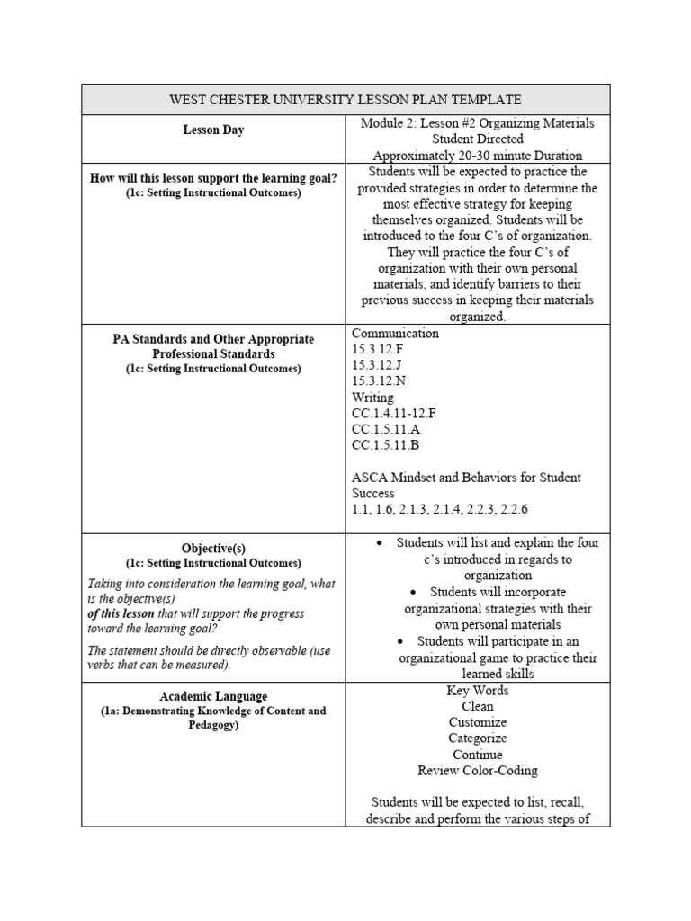 module 2 lesson 2 organizion materials PDF Special Education Learning
