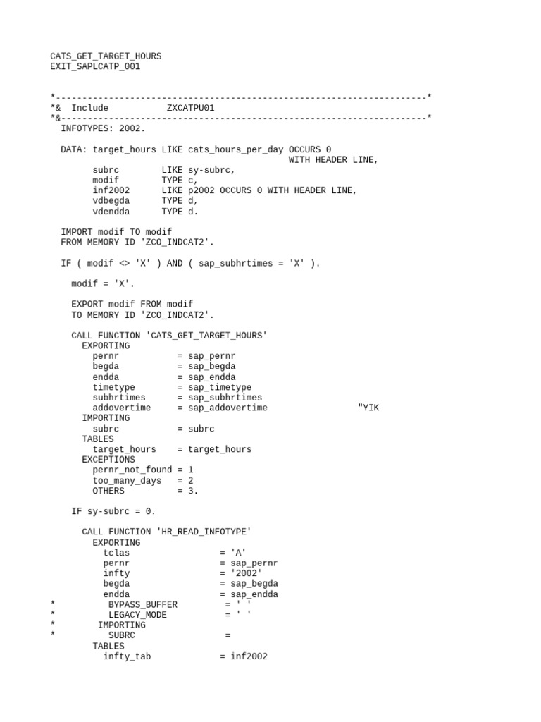 Target Hours Calculation in CATS | PDF | Computers