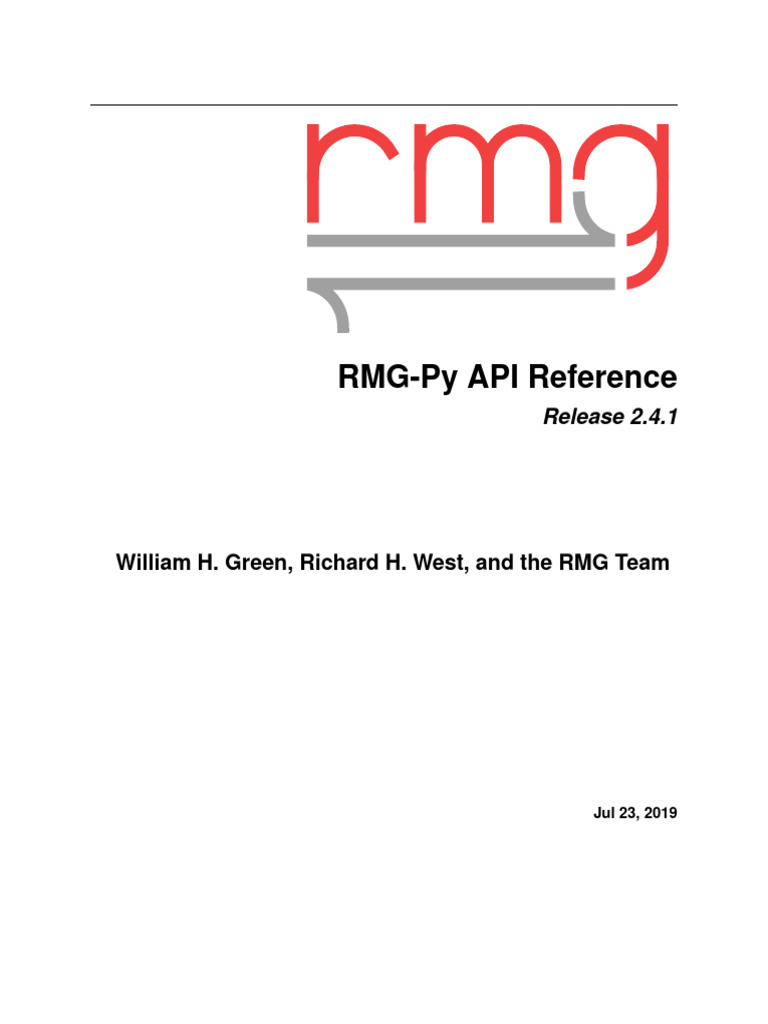 Rmg py api reference pdf chemical kinetics databases