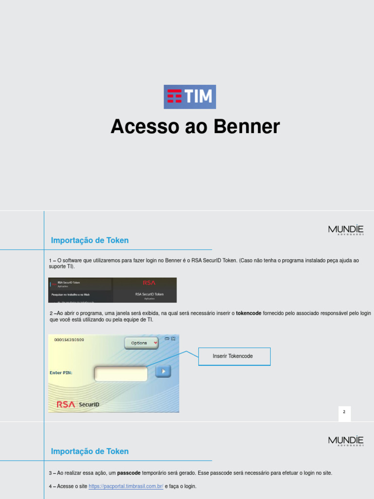 Acesso ao Benner com Token RSA | PDF
