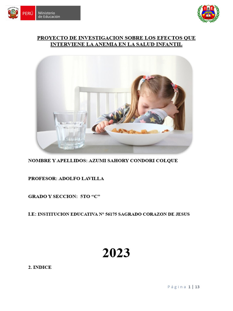Efectos de la Anemia en la Salud Infantil | PDF | Anemia | Dieta