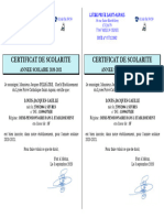 Certificat de Scolarite Certificat de Scolarite: ANNEE SCOLAIRE 2020-2021 ANNEE SCOLAIRE 2020-2021