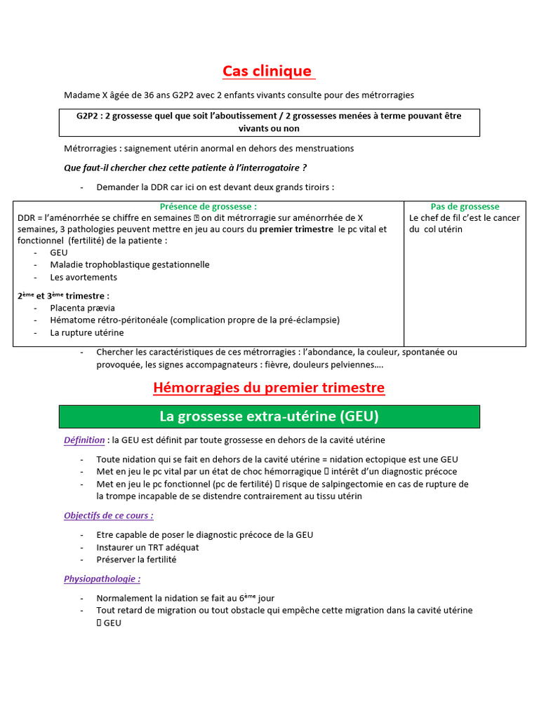 Diagnostic de grossesse extrautérine PDF Utérus Spécialités — free download