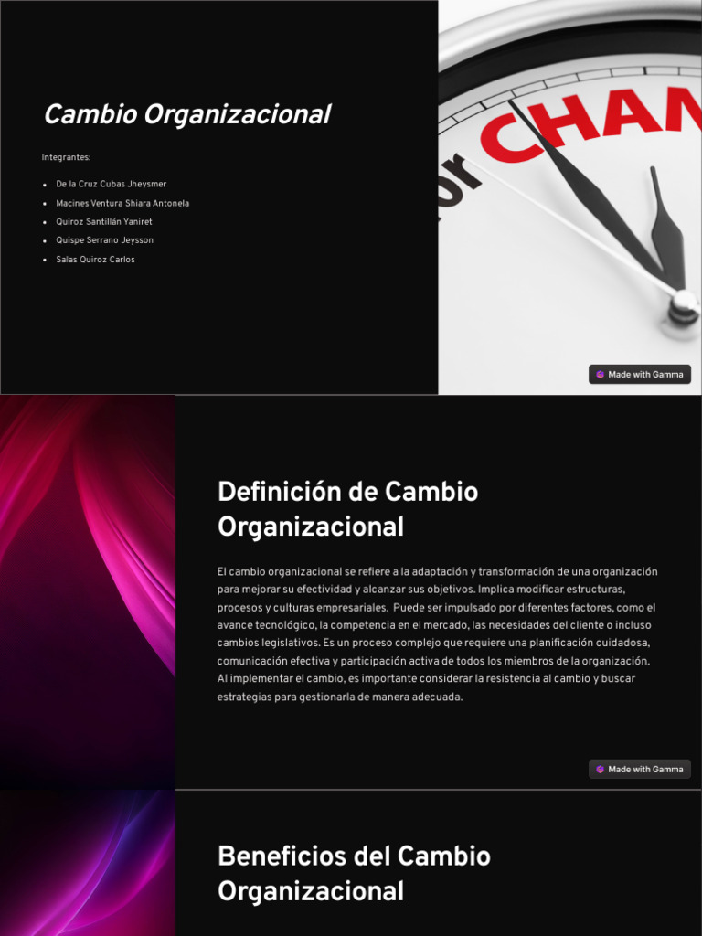 Cambio Organizacional | PDF | Gestión del cambio | Planificación