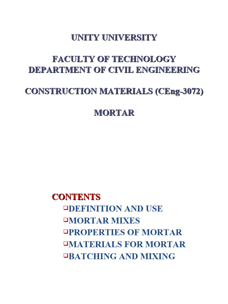 MORTAR | PDF | Mortar (Masonry) | Cement