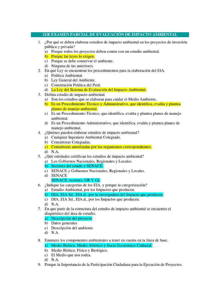 Examen 1 | PDF | Evaluación de impacto ambiental | Entorno natural