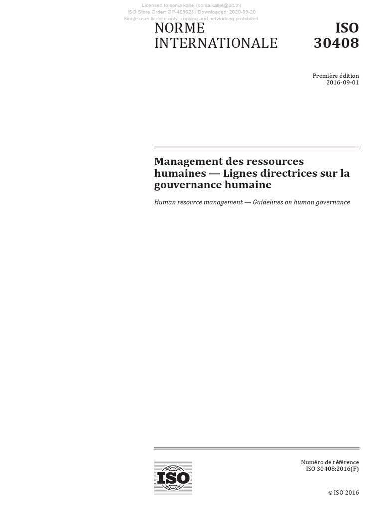 Iso 30408 - 2016 | PDF | Gouvernance | Partie prenante
