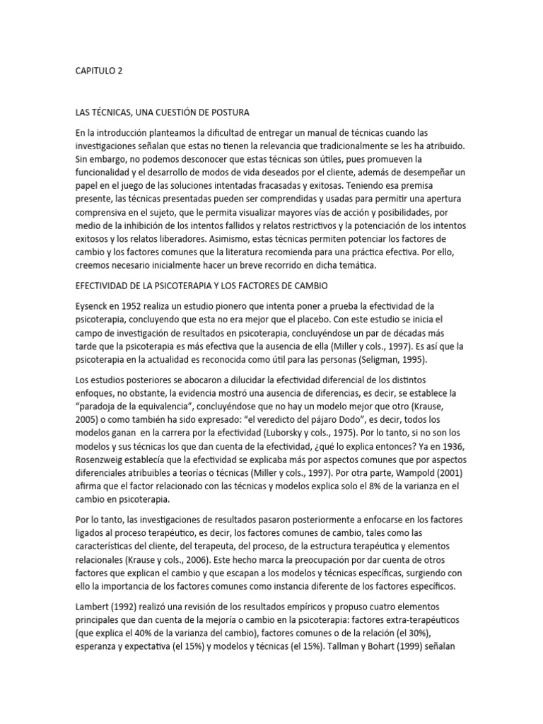 Capitulo 2 y 3 manual de tecnica pdf psicoterapia motivaci n