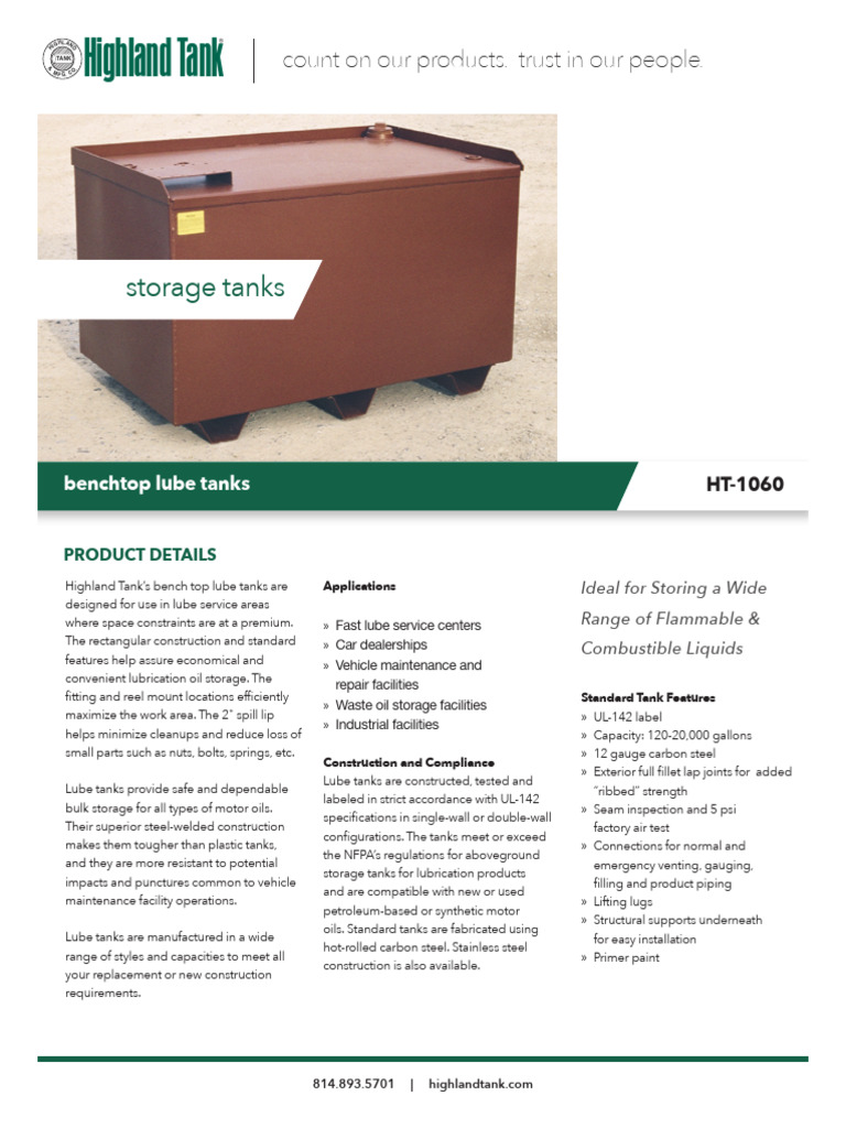 Bench Top Lube Tanks for Efficient Storage | PDF | Tanks | Countertop
