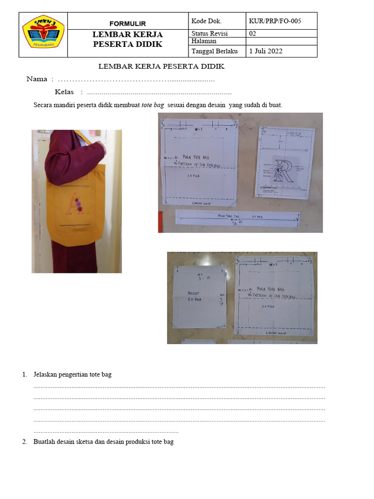 Langkah Awal Membuat Tote Bag | PDF
