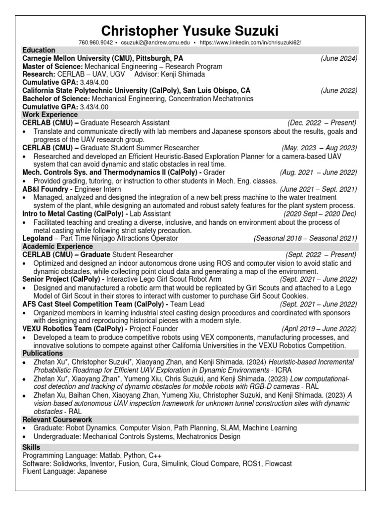 Suzuki Chris Resume PDF Robotics - 1706037870