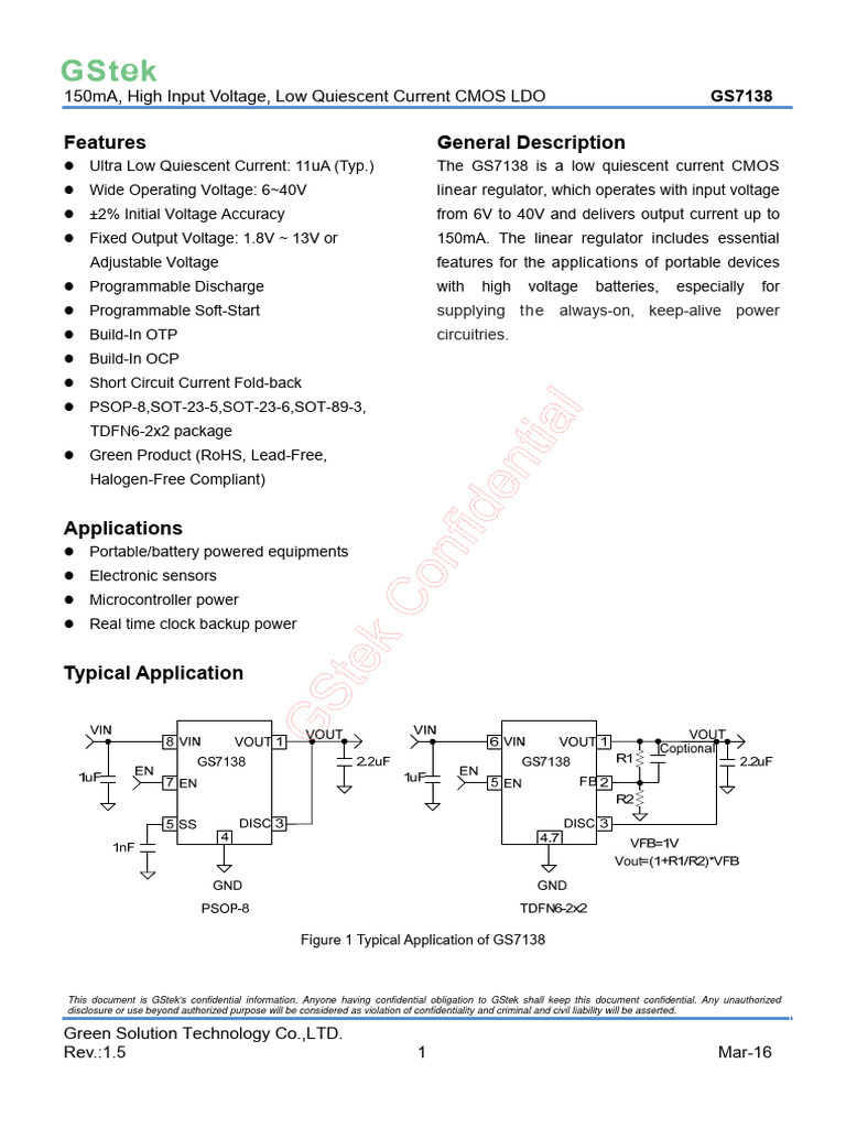 Gs7138 Gstek Download Free Pdf Electrical Engineering Electricity