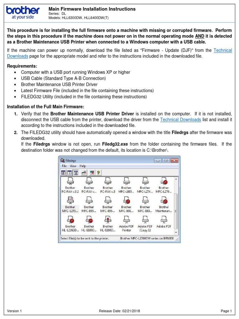 Brother Printer Firmware Update Guide | PDF | Installation (Computer ...