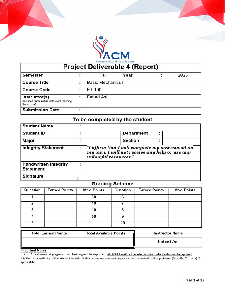 Project Deliverable Report Template | PDF | Truss | Stress (Mechanics)
