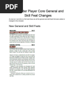 Pathfinder Player Core General and Skill Feat Changes