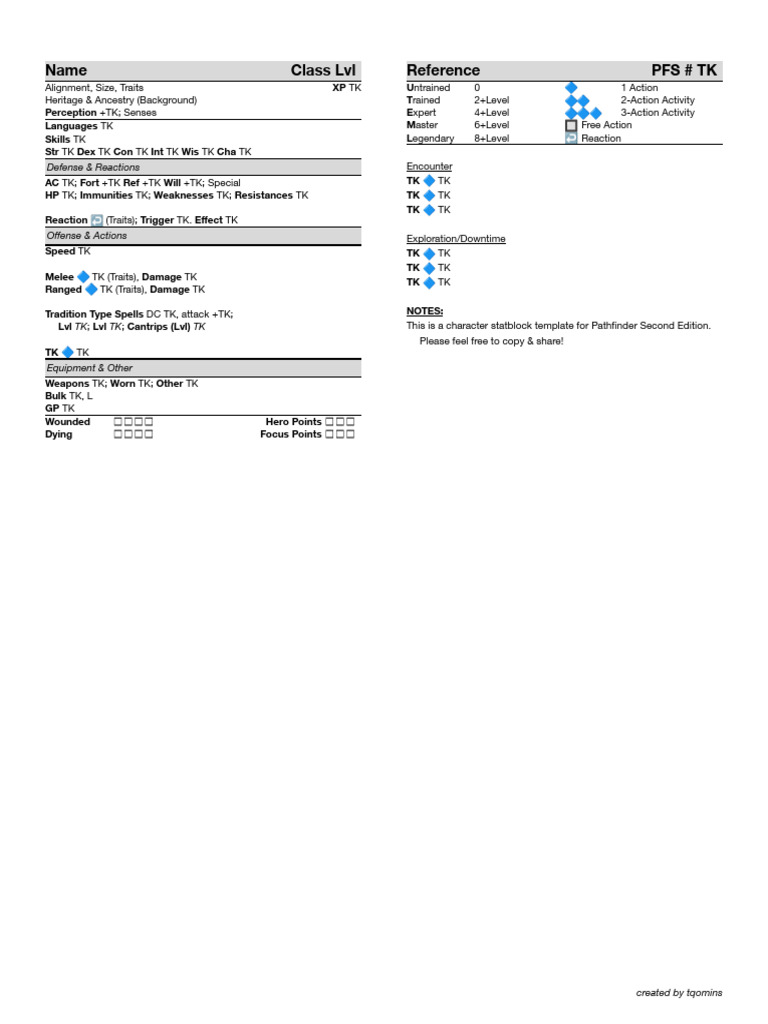 Statblock Template | PDF | Role Playing Games