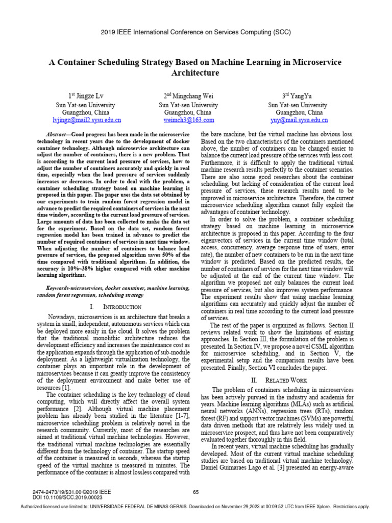 A Container Scheduling Strategy Based On Machine Learning in ...