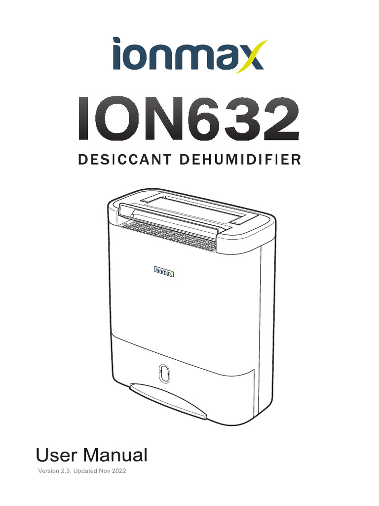 Ionmax ION632 Desiccant Dehumidifier User Manual PDF