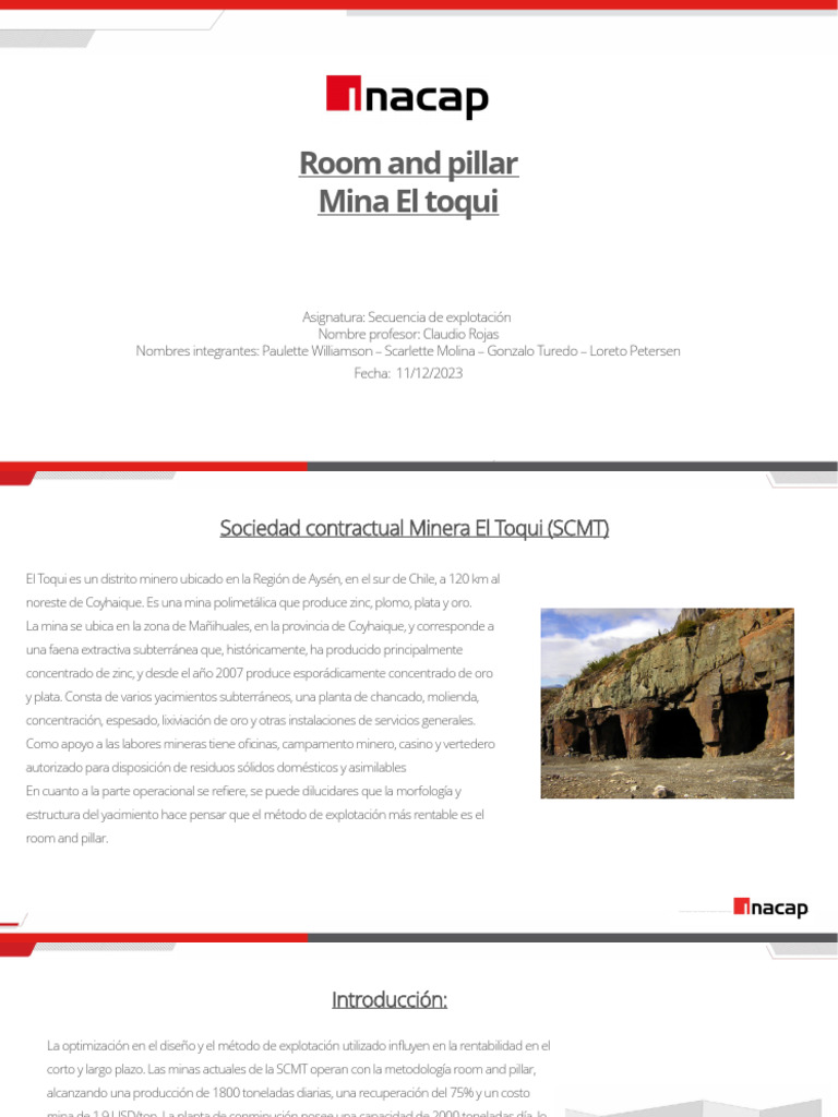 Explotación Room and Pillar en El Toqui | PDF | Minería | Entorno natural