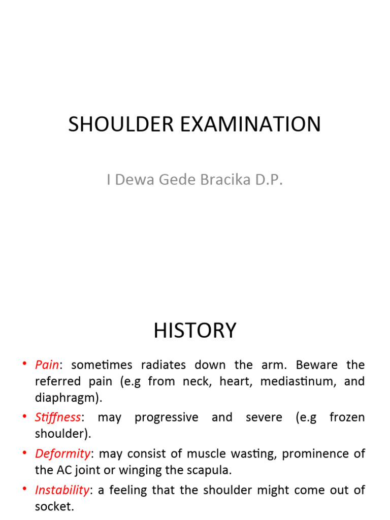 Shoulder Examination | PDF | Anatomical Terms Of Motion | Shoulder