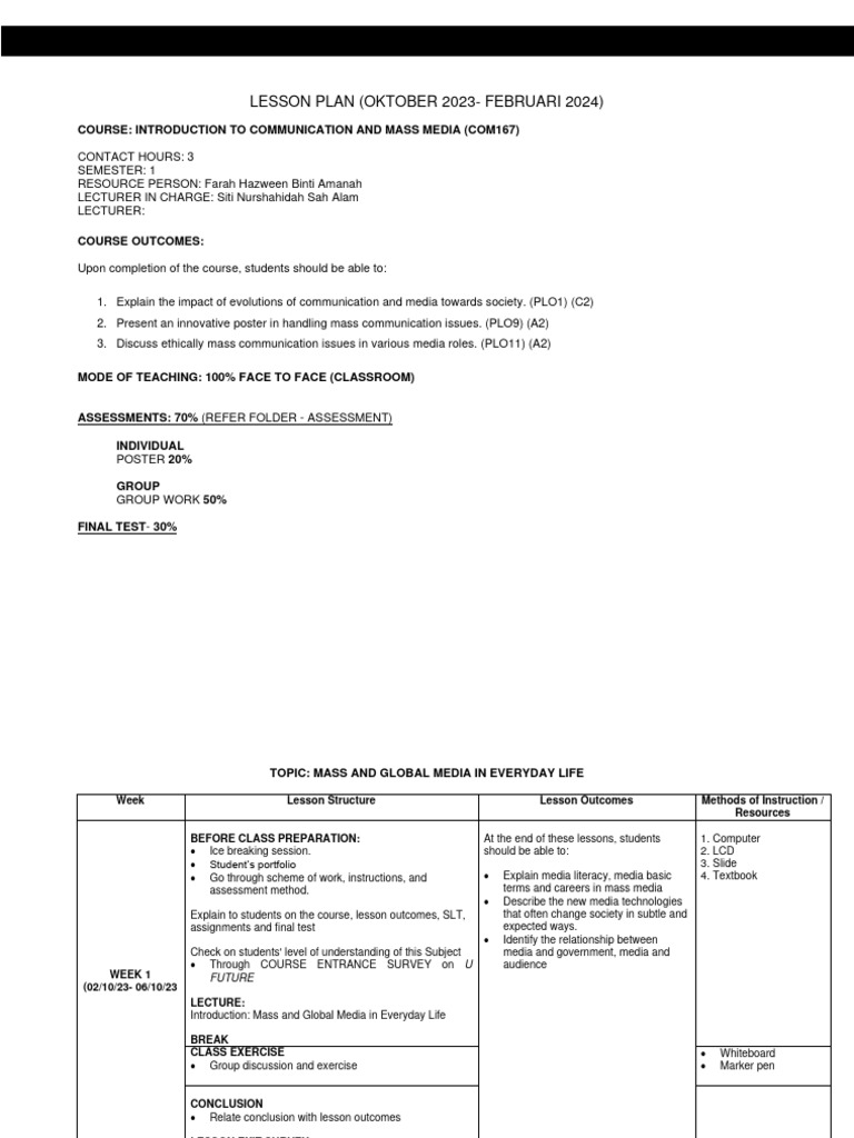 Lesson Plan 2023_2024 | PDF | Internet Access | Wi Fi