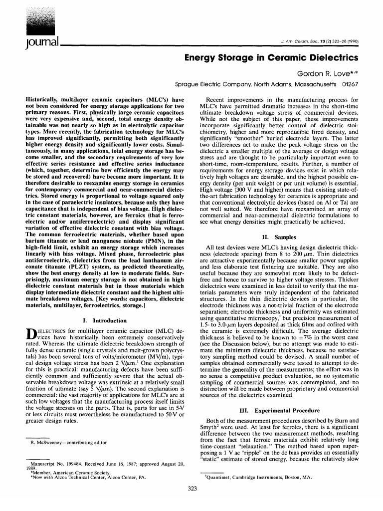 Energy Storage in Ceramic Dielectrics | PDF | Capacitor | Dielectric