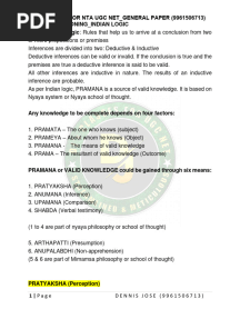 Logical Reasoning - Indian Logic Pramanas