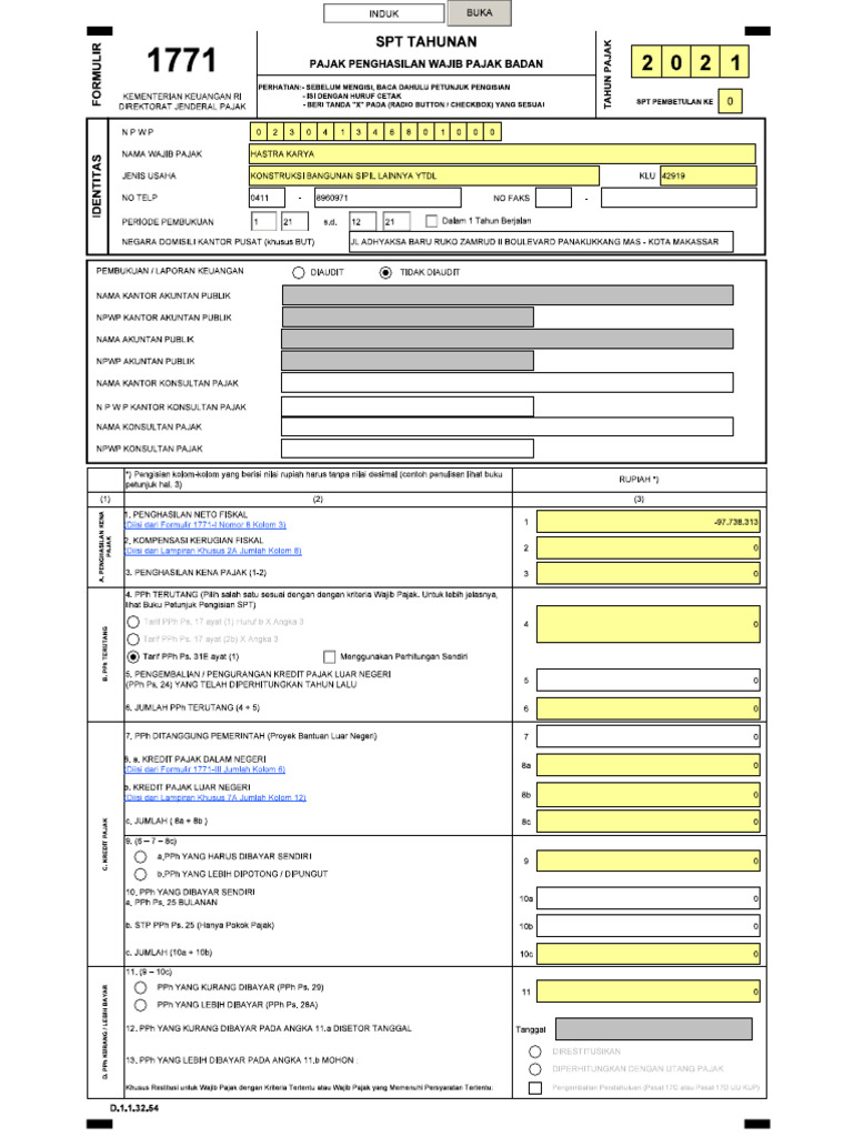 SPT Tahunan CV Hastra Karya | PDF